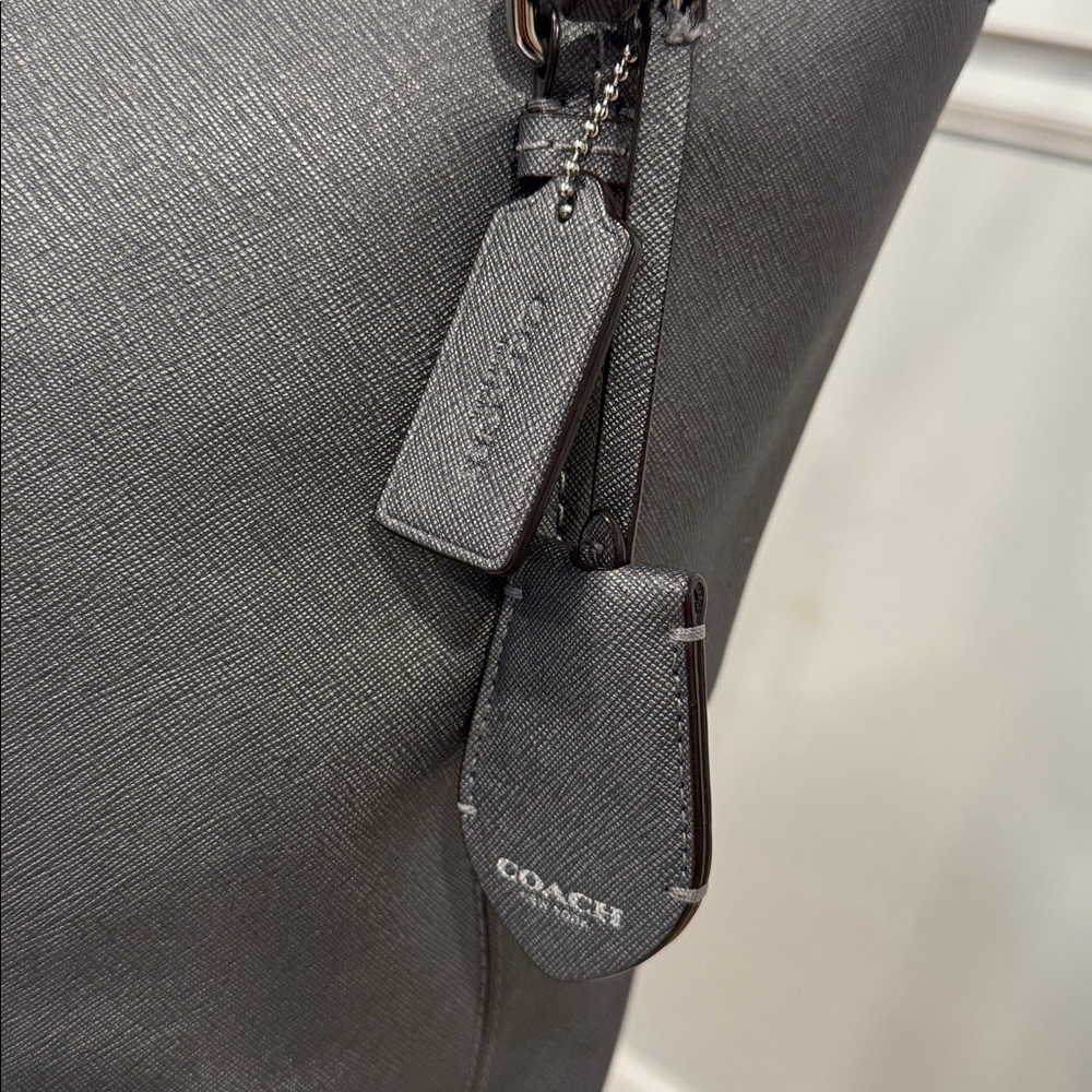 Coach Bag Peyton Zip Top Tote Charcoal Gray Saffiano Leather Tote Bag - Picture 6 of 17